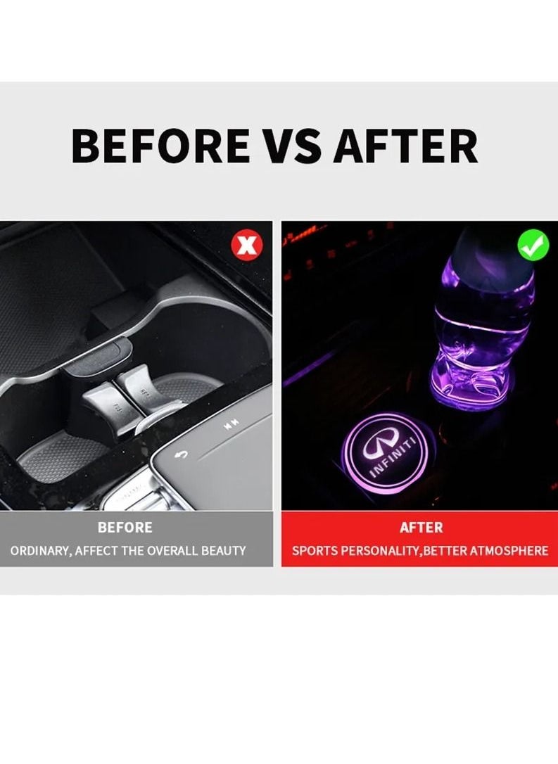 RAYMOS Cup Holder Lights For INFINITI Car Coasters 7 Colors Pad USB Cup Mat For Drink Coaster Accessories Interior Decoration Atmosphere Lamp Fit For INFINITI Car Truck SUV  - Image 3