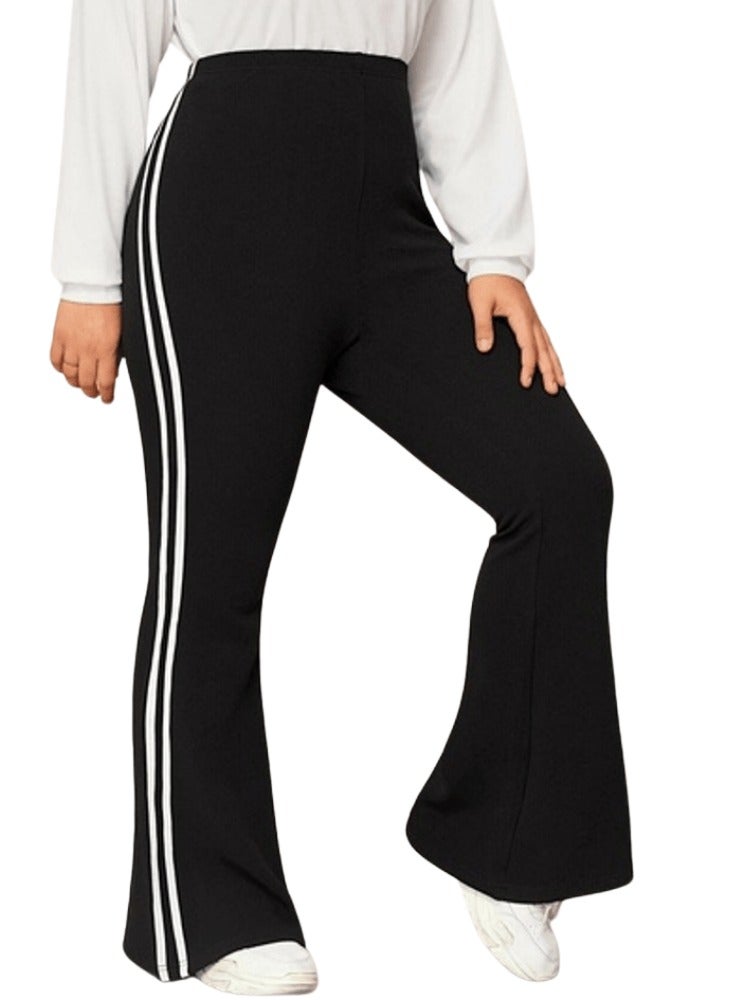 Jessica Fashion High-Waist Flared Pants with Double White Stripes  - Image 1