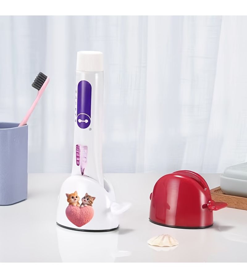 1PC Heart Kitten Toothpaste Dispenser Manual Squeezer No Waste Easy Use Home Salon - Image 4