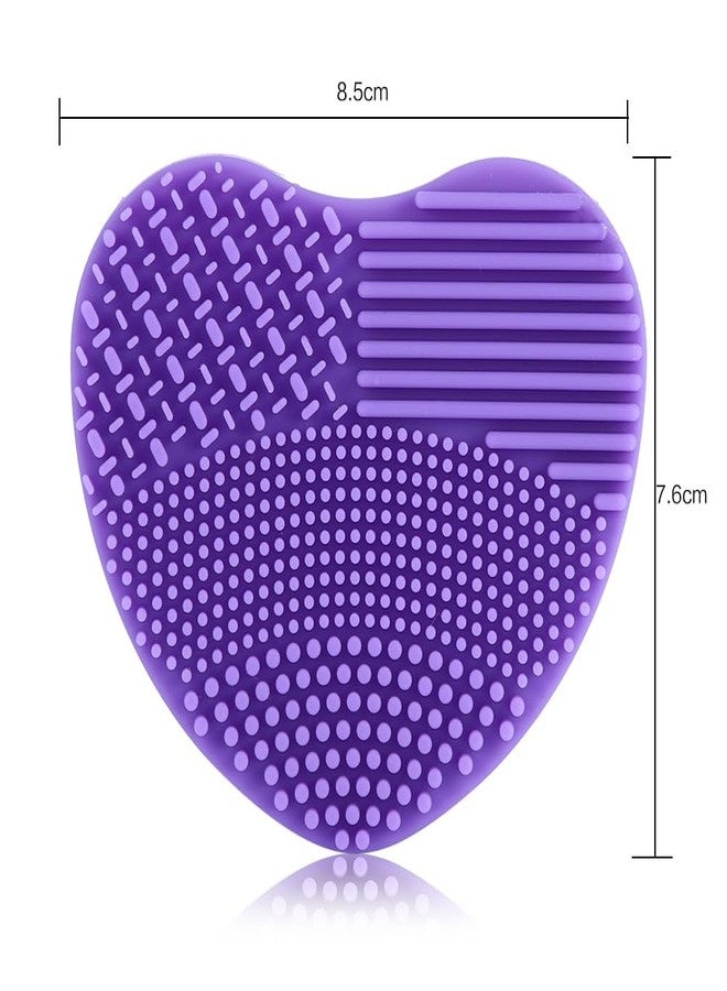 Feelhigh Makeup Brush Cleaning Mat, Soft and Durable Silicone Cosmetic Cleaner Pad, Foldable Makeup Brush Cleaning Bowl, Portable Washing Tool Scrubber with 4 Textures (Pack4- Heart Shape) - Image 2
