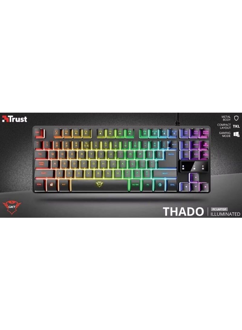 Trust Gaming TKL Keyboard with UK Layout GXT 833 Thado - Compact Tenkeyless Design (80 Percent), RGB, Multicolour LED lighting, Anti-Ghosting, USB Plug and Play, PC/Mac/Laptop [Amazon Exclusive - Image 3