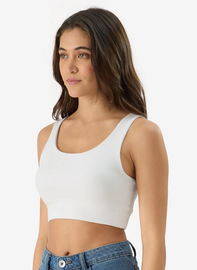 ذا سوليد ستور The Souled Store Women Slim Fit Solid White Bralette Top