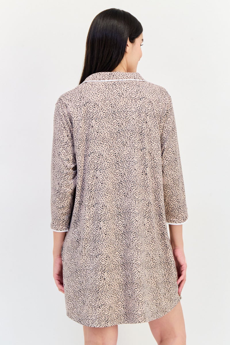 Jones New York Women Animal Print 3/4 Sleeve Sleepwear Dress, Multicolor - Image 2