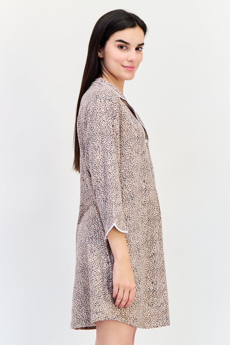 Jones New York Women Animal Print 3/4 Sleeve Sleepwear Dress, Multicolor - Image 3