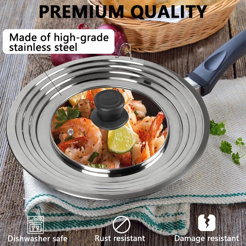 Angju Universal Pan Lid, Stainless Steel, Fits 24-30cm Cookware, Replacement Frying Pan Cover, Cast Iron Skillet Pot Lid with Heat Resistant Knob - Image 5