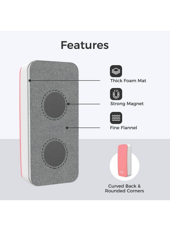 Loukin Magnetic Dry Erase Eraser Whiteboard Eraser Glass Board Eraser(Pink) One Bottle Of 3.4 Oz Whiteboard Cleaner Included For Classroom Home And Office - Image 3