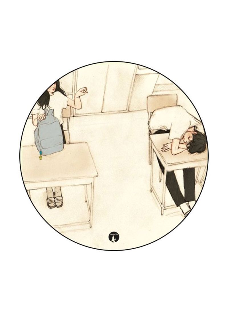 RKN Boy And A Girl Printed Mouse Pad  Beige/Black