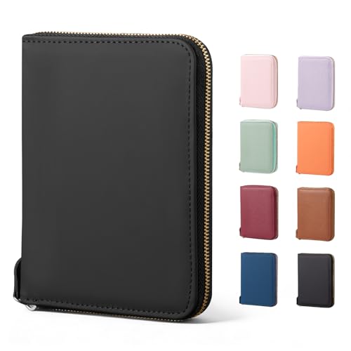 CoBak Passport Holder Cover with Safe Zipper Closure, Premium Passport Wallet for Travel, RFID Blocking Card Case, Waterproof Travel Accessories for Man, Black Grain - Image 1