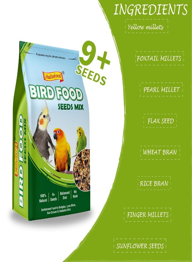 Hallofeed Bird Food (Seeds Mix) for Budgies, Parrots Seed Blend of 9+ Grains, Bird Feeder Food Refill, Mix Seeds for Outside Wild Birds (2 KG) - Image 2