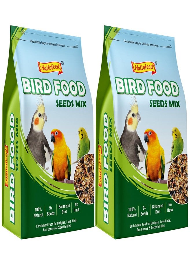 Hallofeed Bird Food (Seeds Mix) for Budgies, Parrots Seed Blend of 9+ Grains, Bird Feeder Food Refill, Mix Seeds for Outside Wild Birds (2 KG) - Image 1