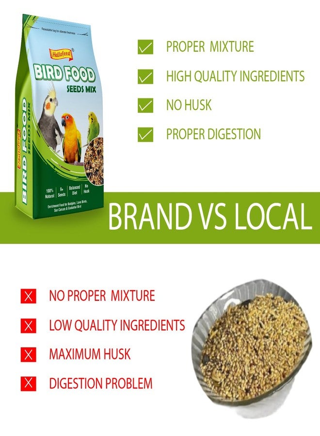 Hallofeed Bird Food (Seeds Mix) for Budgies, Parrots Seed Blend of 9+ Grains, Bird Feeder Food Refill, Mix Seeds for Outside Wild Birds (2 KG) - Image 4