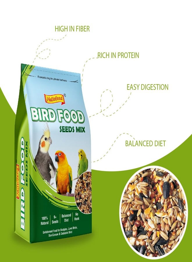 Hallofeed Bird Food (Seeds Mix) for Budgies, Parrots Seed Blend of 9+ Grains, Bird Feeder Food Refill, Mix Seeds for Outside Wild Birds (2 KG) - Image 3