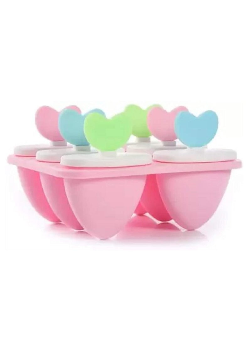 Pass Pass pass pass Set 6 Plastic Heart Shape Ice Cream Candy Kulfi Maker Mould  - Image 1