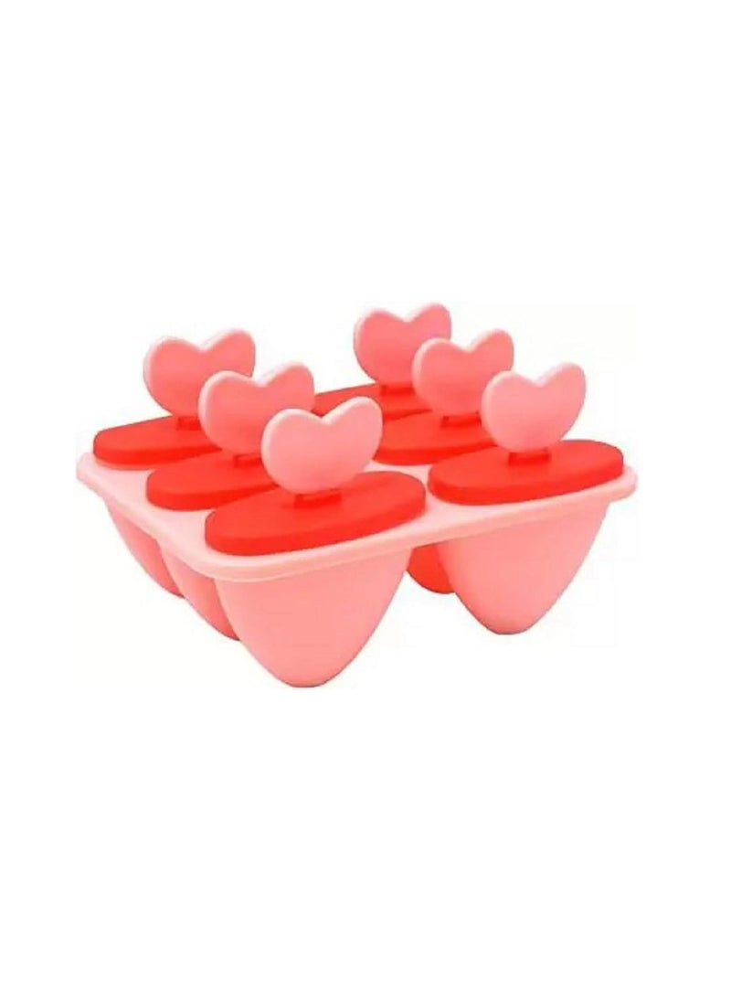 Pass Pass pass pass Set 6 Plastic Heart Shape Ice Cream Candy Kulfi Maker Mould  - Image 2