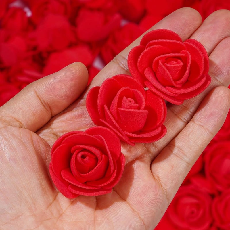Tongcloud 100pcs Mini Artificial Rose Artificial Fake Rose Head Mini Foam Artificial Rose Head for DIY Crafts Wedding Party Valentine's Day Bouquets Festival Home Decoration(Red, 3.5cm/1.38inches) - Image 5