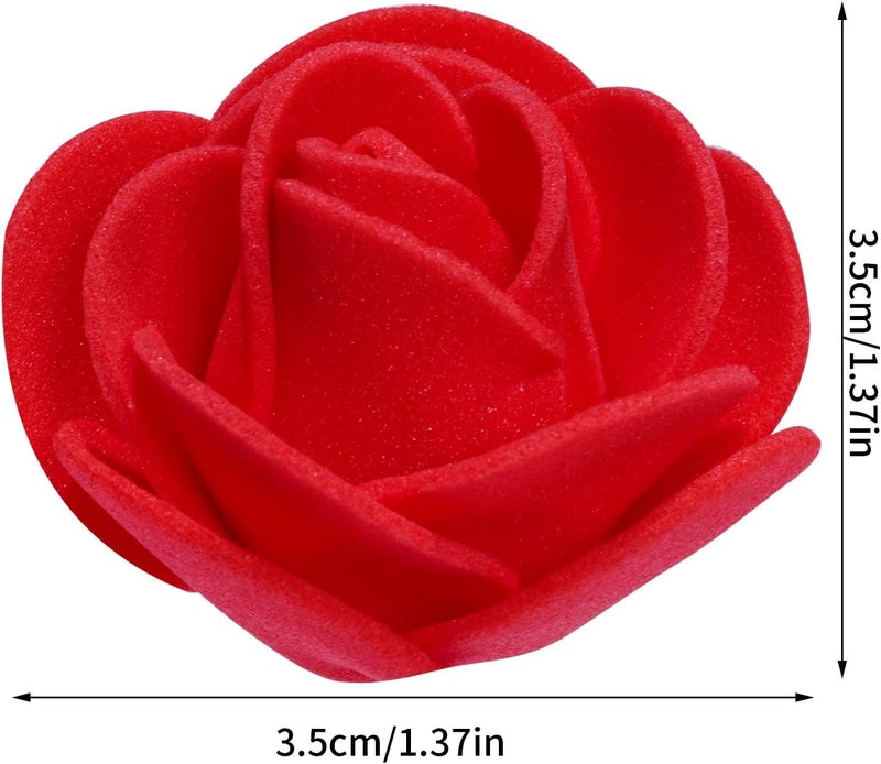 Tongcloud 100pcs Mini Artificial Rose Artificial Fake Rose Head Mini Foam Artificial Rose Head for DIY Crafts Wedding Party Valentine's Day Bouquets Festival Home Decoration(Red, 3.5cm/1.38inches) - Image 2