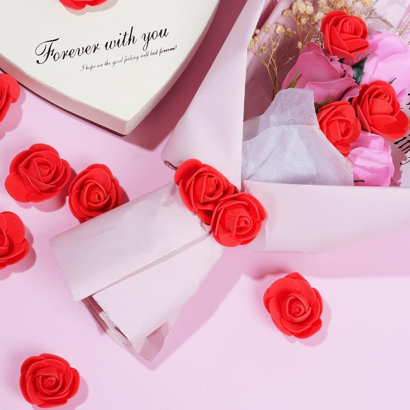Tongcloud 100pcs Mini Artificial Rose Artificial Fake Rose Head Mini Foam Artificial Rose Head for DIY Crafts Wedding Party Valentine's Day Bouquets Festival Home Decoration(Red, 3.5cm/1.38inches) - Image 4