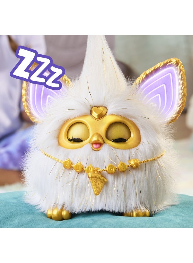 Furby Gold Glam Interactive Plush Toys for 6 Year Old Girls & Boys & Up, Voice Activated Animatronic, Speaks English & Furbish, White - Image 3