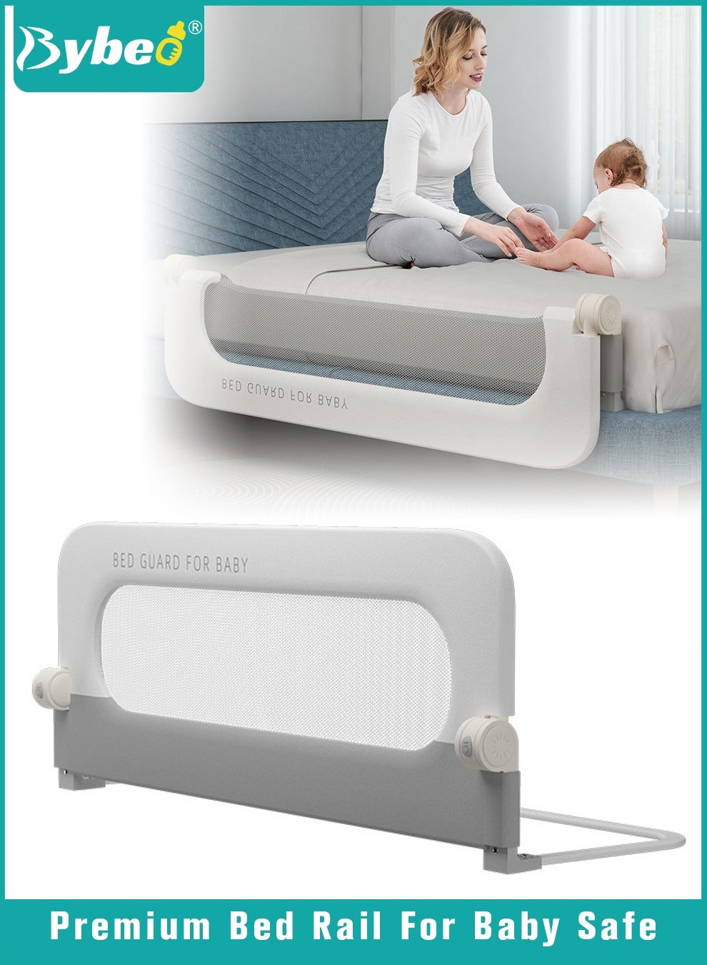 Collapsible Side Rails Bybeo Bed Rails Guard, Collapsible Baby Side Bed Rail, Kids' Safety Bed ...