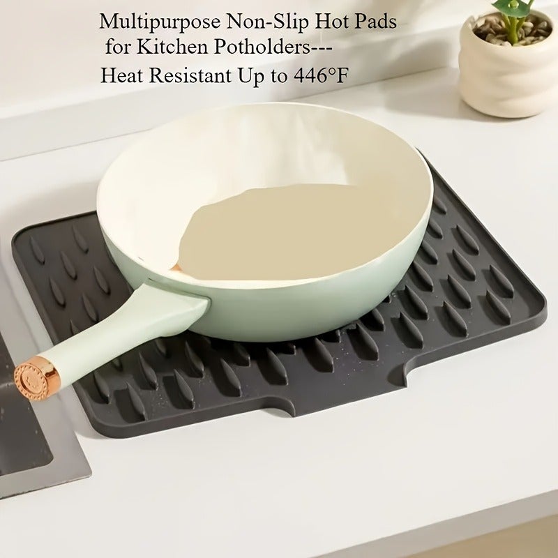 4pcs (1pc Drain Mat And 3pcs Towels Random Color) XHSGX Upgraded Anti-Slip Silicone Kitchen Dish Drying Rack, Automatic Drainage Design, Heat-Resistant And Easy to Clean - Suitable for Countertop, Sink, And Refrigerator, L Size/M Size Optional - Image 5