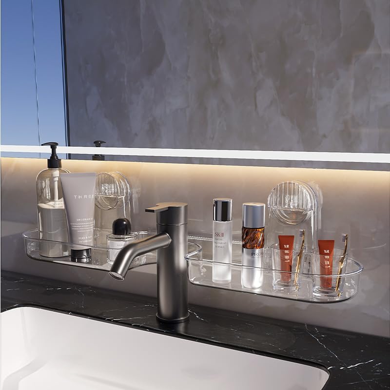 NEVADRILL Sponge Holder Faucet Rack | Detachable Sink Caddy for Kitchen & Bathroom | Clear PET | Standing Type with Drainage | Single-Tier Storage for Soap, Sponges & Tools [ND-13823] - Image 1
