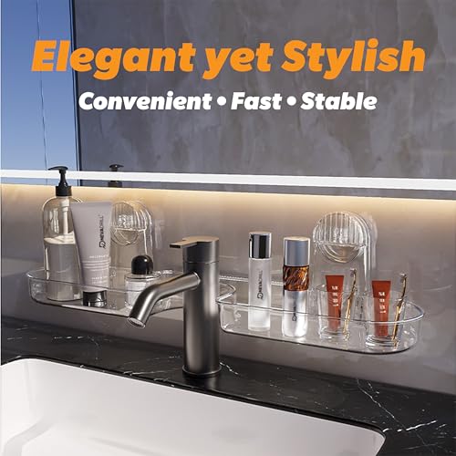 NEVADRILL Sponge Holder Faucet Rack | Detachable Sink Caddy for Kitchen & Bathroom | Clear PET | Standing Type with Drainage | Single-Tier Storage for Soap, Sponges & Tools [ND-13823] - Image 3