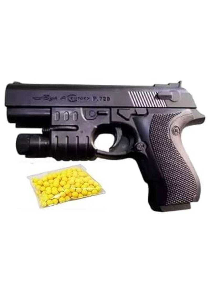 ببجي لعبة مسدس يدوية مع ضوء ليزر للأطفال مع ۸ جولات إعادة تحميل ورصاص بي بي بلاستيكي ۶ مم (۱۰۰ قطعة) - Image 2