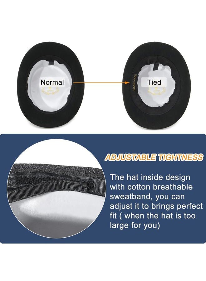 GEMVIE Men 100% Wool Mad Hatter Satin Lined Black Top Hats 6.7" High Topper Hat, Black, 7 1/8 - Image 4