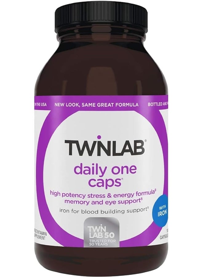 Twinlab Daily One Caps With Iron - Daily Multivitamin For Women & Men With 26 Essential Vitamins And Minerals - Vitamins For Energy, Immune Support, Stress Relief, Mood Boost, Eye Health, 180 Caps  - Image 1