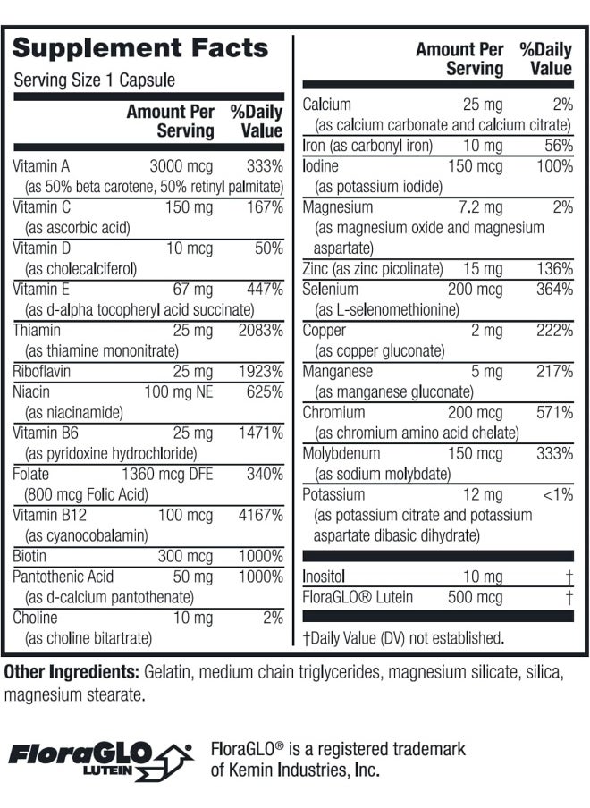 Twinlab Daily One Caps With Iron - Daily Multivitamin For Women & Men With 26 Essential Vitamins And Minerals - Vitamins For Energy, Immune Support, Stress Relief, Mood Boost, Eye Health, 180 Caps  - Image 2