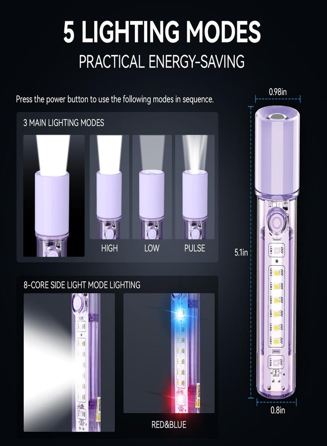 VAVOFO Purple LED EDC Flashlight - USB-C Rechargeable, Waterproof, Zoom Focus, 3 Modes, Red & Blue Emergency Strobe - Best for Outdoor, Tactical, and Survival Use - Image 3