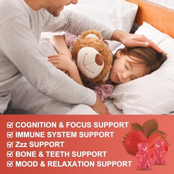 WOGORGT Magnesium Glycinate Gummies for Kids & Adults - Relaxation & Cognition Support - 400/200mg Magnesium Supplement with L-Theanine, Chamomile, B6, D3 & K2 - Vegan, Sugar Free, Strawberry Flavor, 60 Ct - Image 3