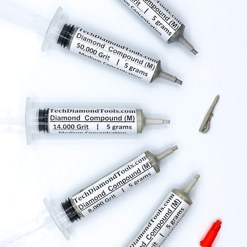 TechDiamondTools Diamond Polishing Compound Kit of 5 Polishing Paste USA Made 5000 8000 14000 50000 100000 Grit for Marble Glass Metal Rock Jewelry Resin Silver with 25% of Diamond Powder - Image 1