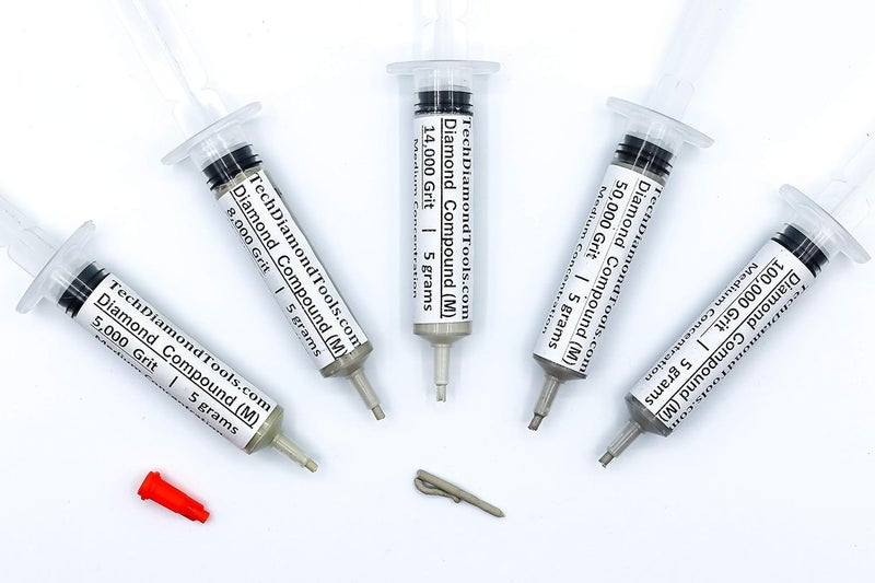 TechDiamondTools Diamond Polishing Compound Kit of 5 Polishing Paste USA Made 5000 8000 14000 50000 100000 Grit for Marble Glass Metal Rock Jewelry Resin Silver with 25% of Diamond Powder - Image 3