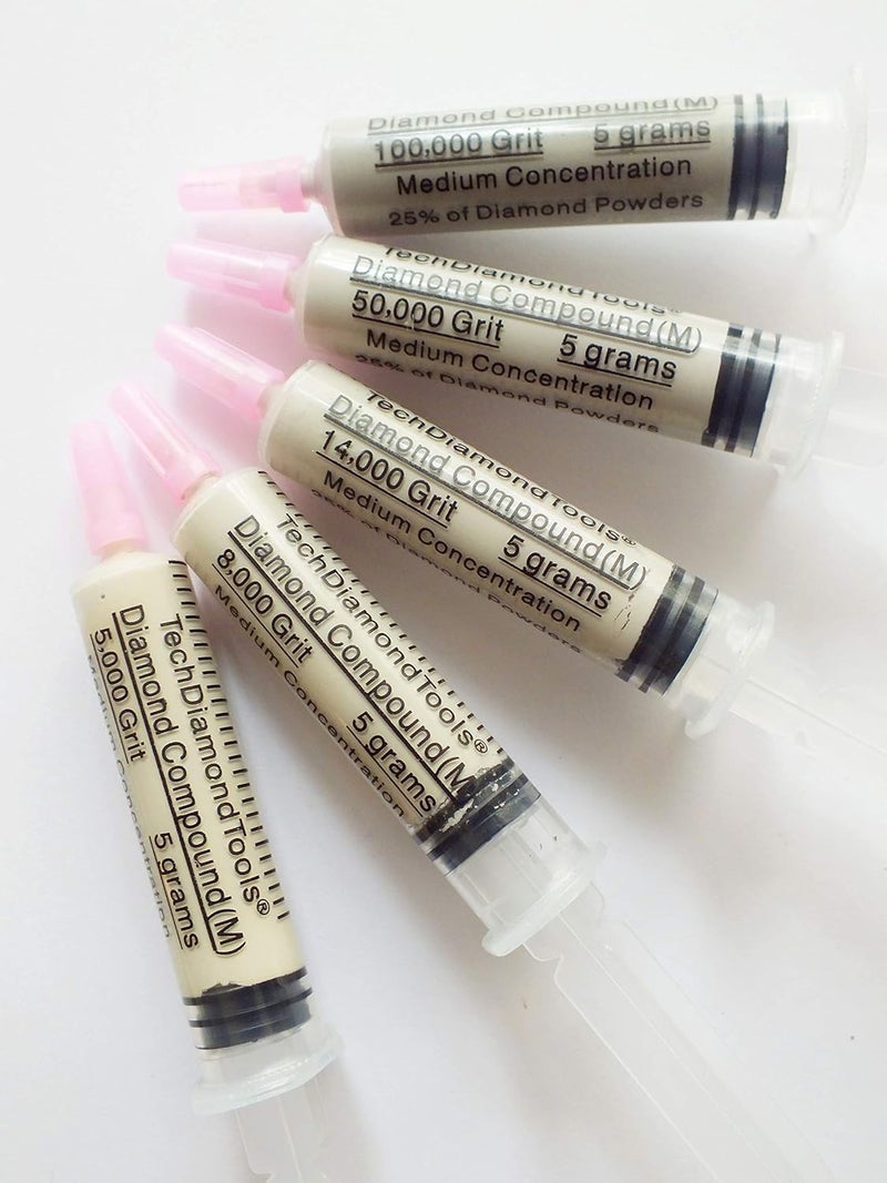 TechDiamondTools Diamond Polishing Compound Kit of 5 Polishing Paste USA Made 5000 8000 14000 50000 100000 Grit for Marble Glass Metal Rock Jewelry Resin Silver with 25% of Diamond Powder - Image 5