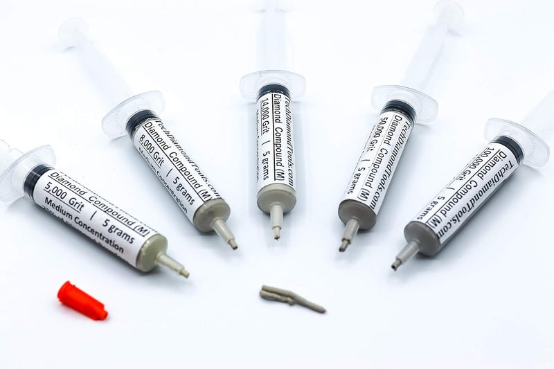 TechDiamondTools Diamond Polishing Compound Kit of 5 Polishing Paste USA Made 5000 8000 14000 50000 100000 Grit for Marble Glass Metal Rock Jewelry Resin Silver with 25% of Diamond Powder - Image 2