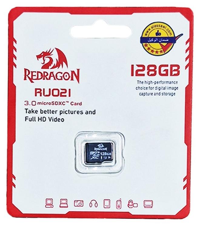 ريدراجون بطاقة ذاكرة micro SDXC 3.0، RU021، خيار عالي الأداء لالتقاط الصور الرقمية وتخزينها، 128 جيجابايت لتوسيع الذاكرة المدمجة في جهازك المحمول، نقل سريع وتخزين مريح، مقطوع بشكل جيد ليتناسب تمامًا مع فتحات الأجهزة المتعددة للحصول على أداء دقيق - Image 1