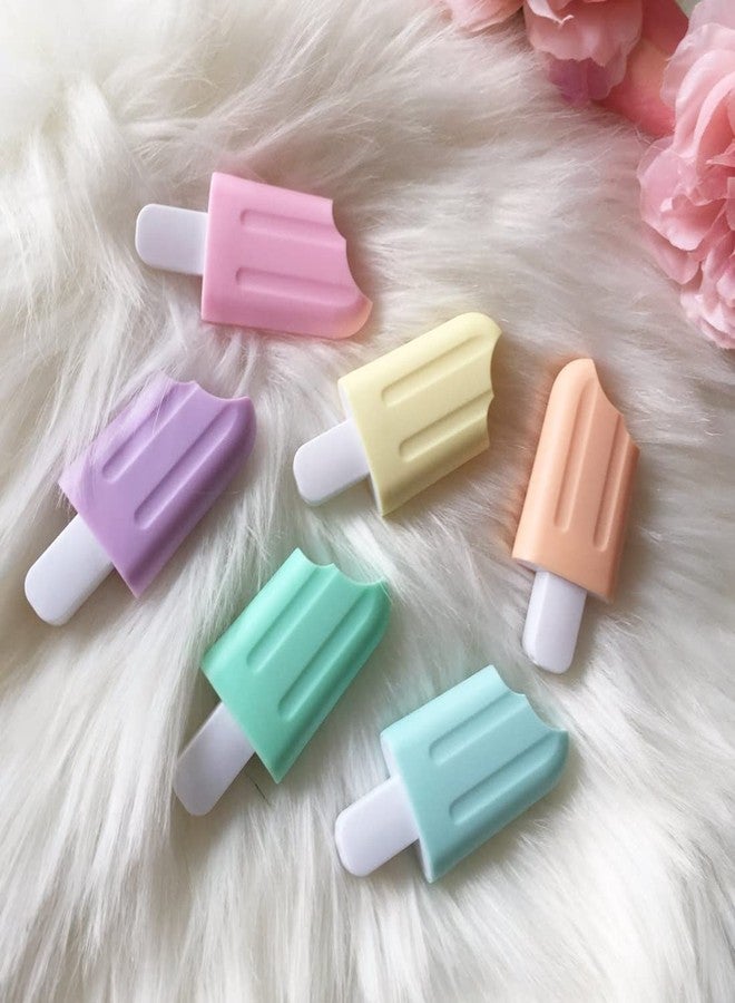 MAKE A WISH® Ice-cream Stick Luxury Highlighter Fine Grip Marker (ICE CREAM STICK (PACK OF 6) For Stationery Hoarders & Kids | Party Return Gifts For Girls - Image 1
