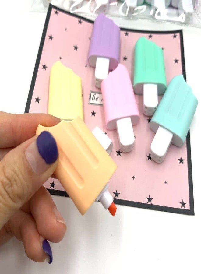 MAKE A WISH® Ice-cream Stick Luxury Highlighter Fine Grip Marker (ICE CREAM STICK (PACK OF 6) For Stationery Hoarders & Kids | Party Return Gifts For Girls - Image 4