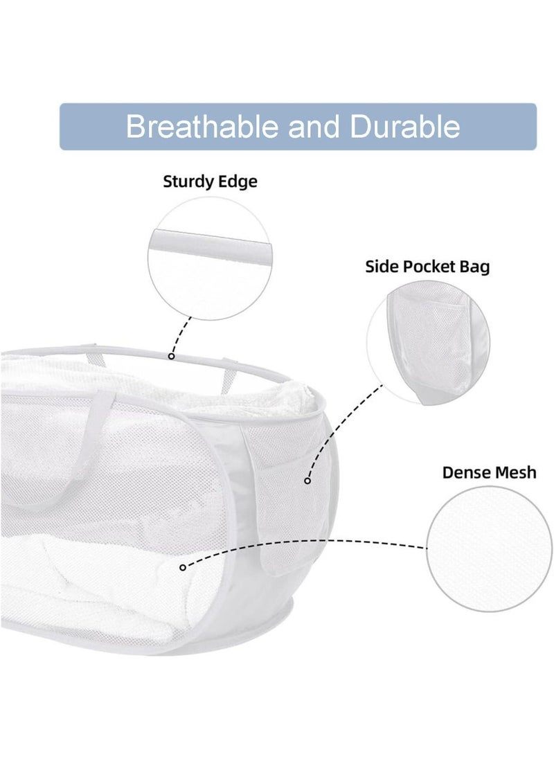 TYCOM Pop Up Laundry Mesh Hamper Basket Storage Solution Compact Bin Mesh Collapsible Bag Laundry Hamper Collapsible Laundry Basket White Single Compartment.  - Image 3