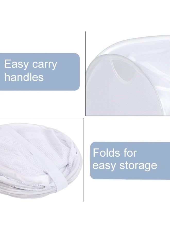 TYCOM Pop Up Laundry Mesh Hamper Basket Storage Solution Compact Bin Mesh Collapsible Bag Laundry Hamper Collapsible Laundry Basket White Single Compartment.  - Image 4
