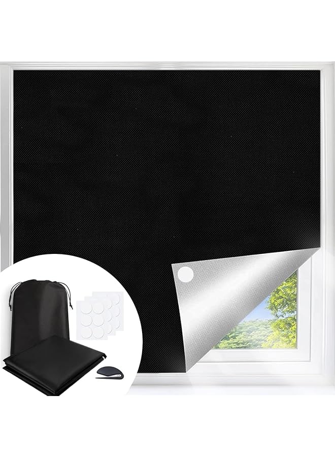 The Bros 100% Blackout Blind, 150 X 240CM Portable Blackout Blind with 30X Nano Tape,Stick on Blackout Blinds for Windows Fits Any Size Shape, Temporary Blackout Blinds for Bedroom Nursery Loft Travel RV Car