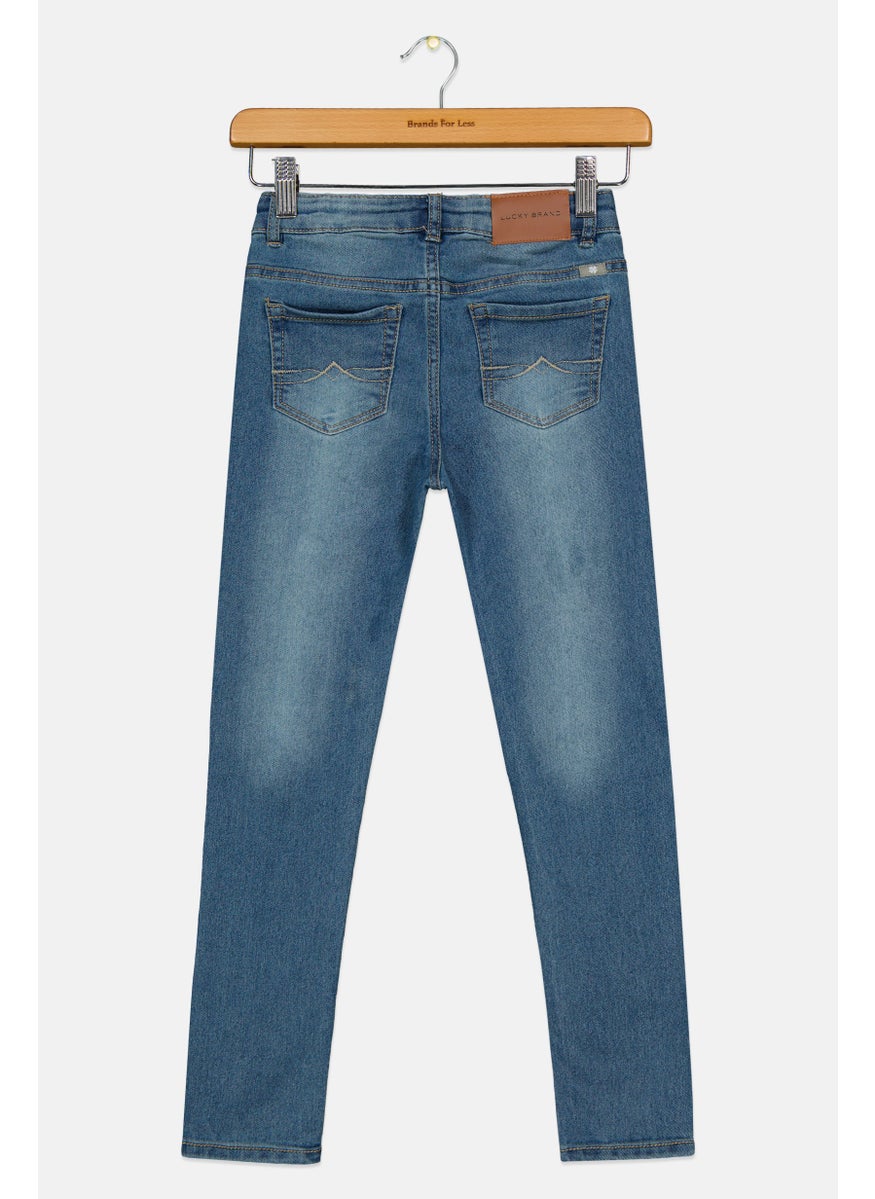 LUCKY BRAND - Kids Girl Zoe Skinny Fit Washed Stretchable Denim Jeans, Blue - Image 1