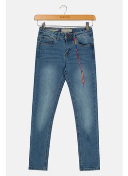 Kids Girl Zoe Skinny Fit Washed Stretchable Denim Jeans, Blue