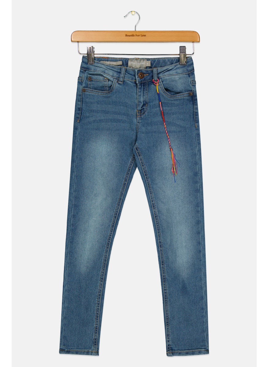 LUCKY BRAND - Kids Girl Zoe Skinny Fit Washed Stretchable Denim Jeans, Blue - Image 1