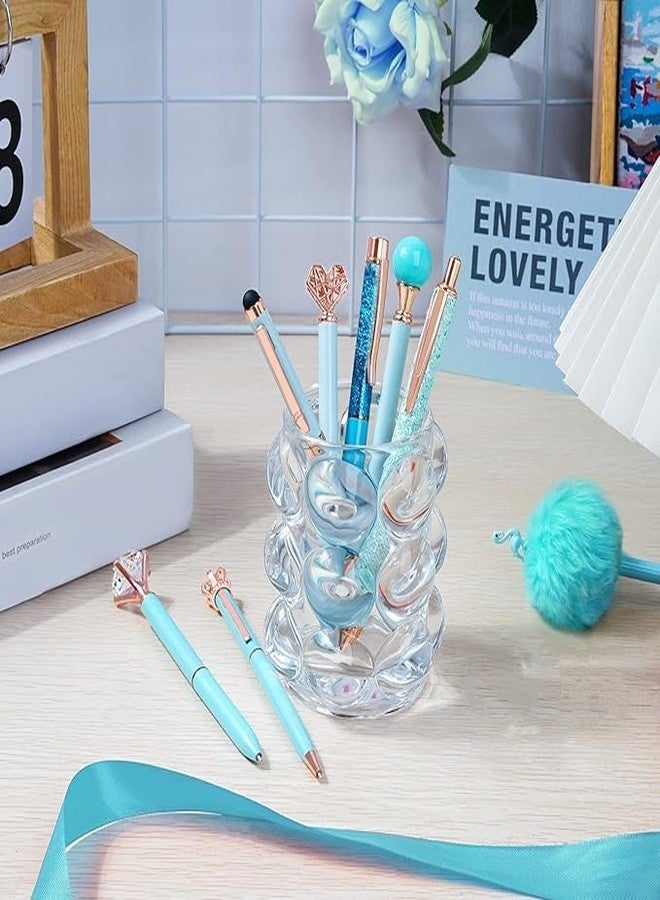 TENDULA مجموعة أقلام حبر جاف فاخرة للبنات من تندولا | أقلام مزخرفة أنيقة وجذابة مزينة بالكريستال والتاج والفرو | حبر أزرق سلس للكتابة | مجموعة أقلام هدية مثالية للمدرسة والمكتب وتدوين اليوميات (عبوة من 8 أقلام) - Image 2