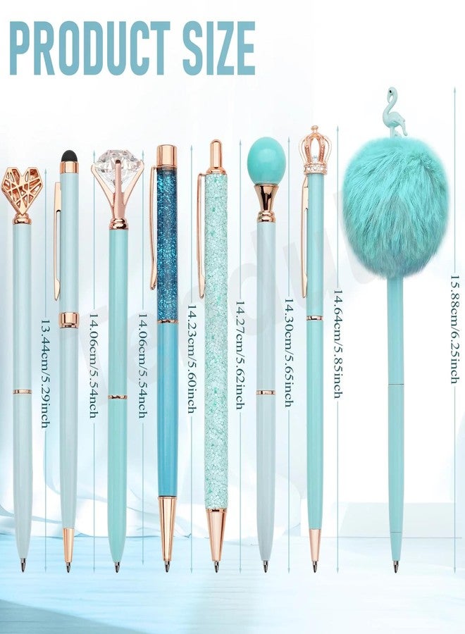 TENDULA مجموعة أقلام حبر جاف فاخرة للبنات من تندولا | أقلام مزخرفة أنيقة وجذابة مزينة بالكريستال والتاج والفرو | حبر أزرق سلس للكتابة | مجموعة أقلام هدية مثالية للمدرسة والمكتب وتدوين اليوميات (عبوة من 8 أقلام) - Image 3