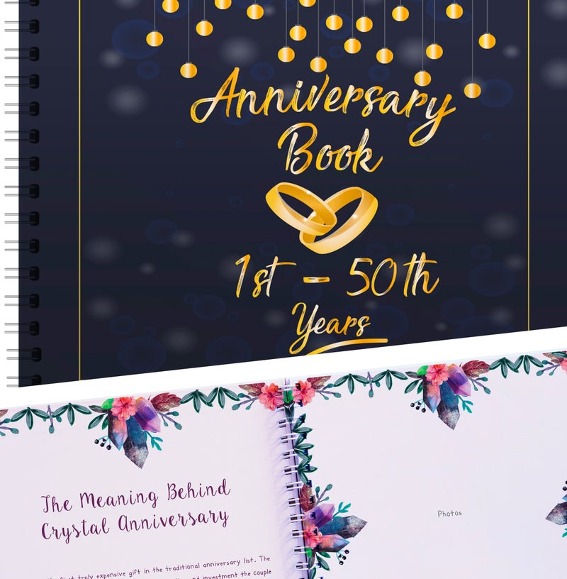 هدية زفاف روزي غير المشروطة لكتاب ذكريات الأزواج - دفتر جلد صلب لتوثيق الذكريات من السنة 1 إلى السنة 50 - هدية له/لها - مفاجأة مخصصة للزوج/الزوجة