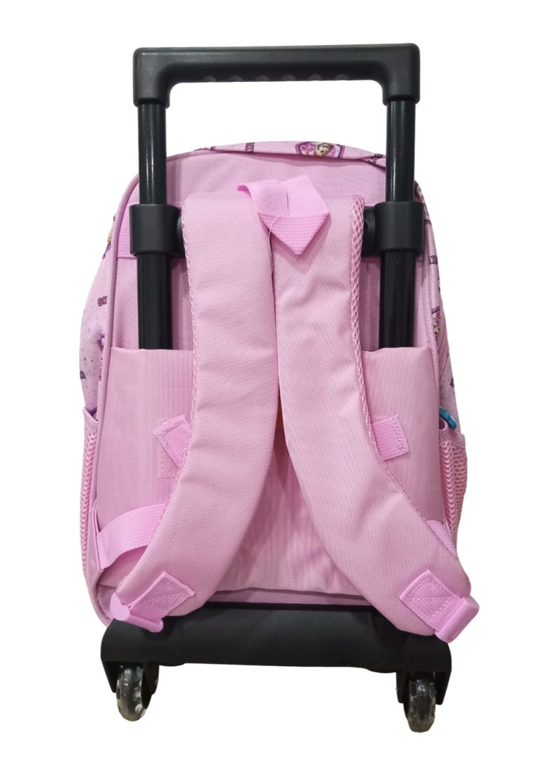 باو بترول حقيبة ظهر باو باترول متدحرجة، باللون الوردي، مع طبعات لشخصيات سكاي وإيفرست، الحجم: 16 بوصة - Image 2