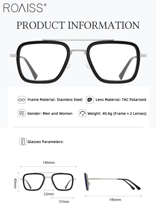 roaiss 3-in-1 Magnetic Polarized Clip-On Sunglasses Set, Blue Light Blocking Glasses with Magnetic Polarized Lens and Magnetic Night Vision Lens, Versatile Eyewear for Men and Women with glasses case - Image 4